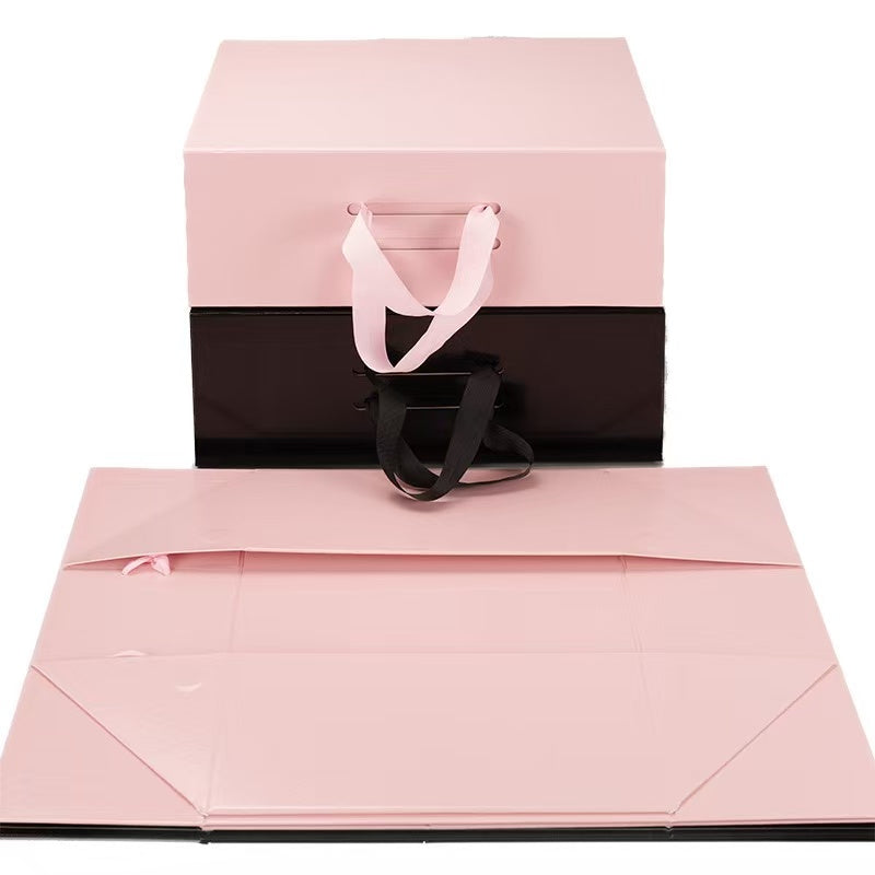 Flat fold packaging box prepared for corporate gift packing