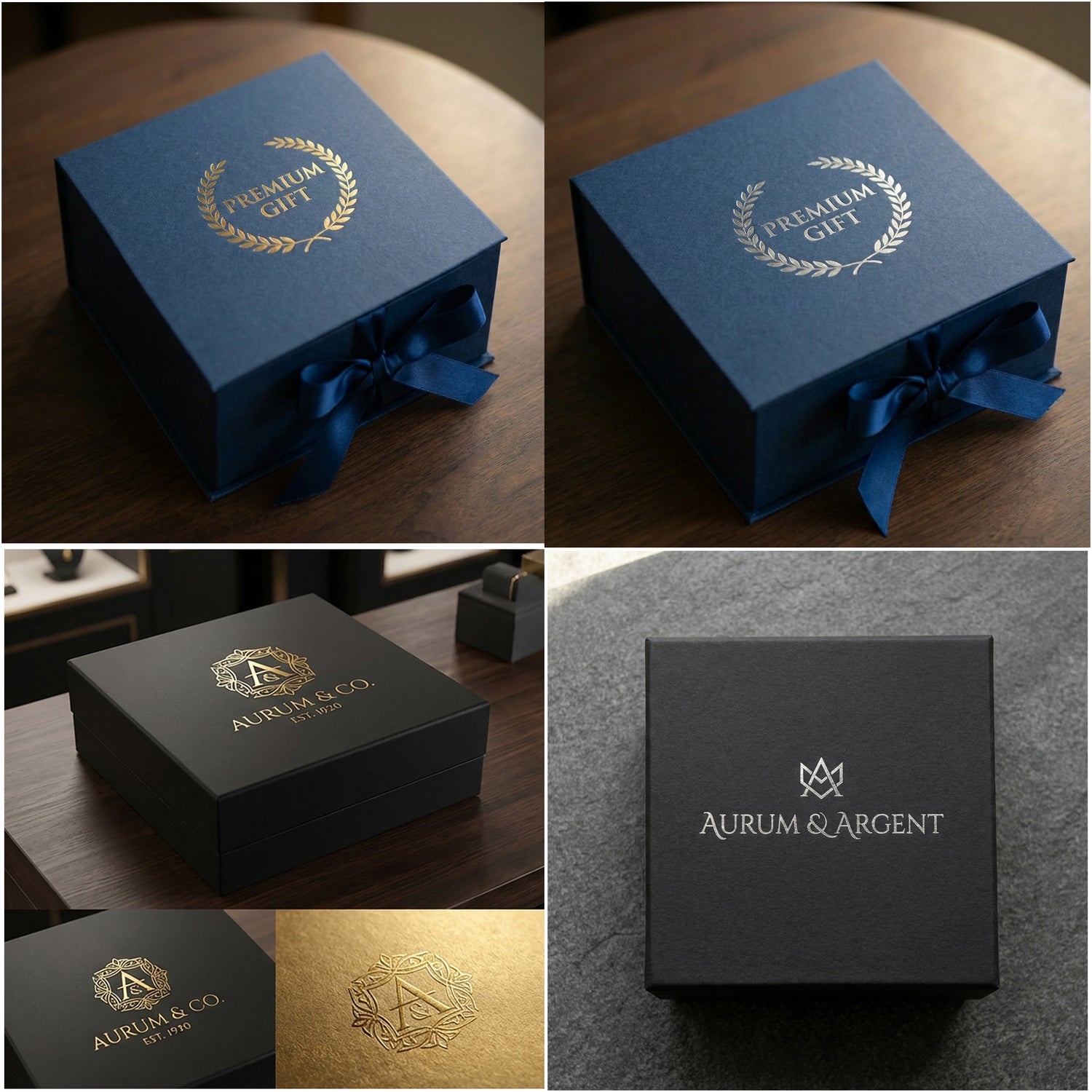 Luxury gift box with gold and silver foil stamping customization