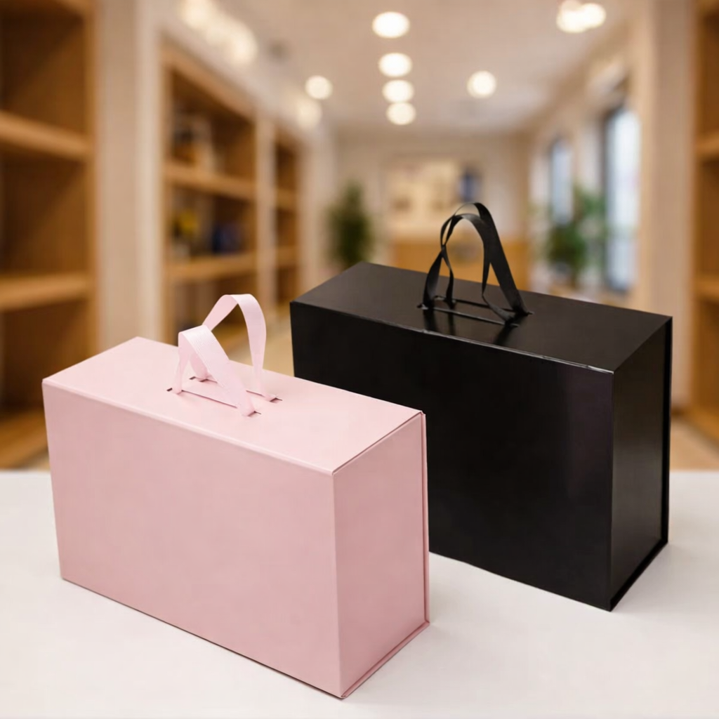 Folding box with magnetic closure feature, premium quality packaging with easy open and close mechanism