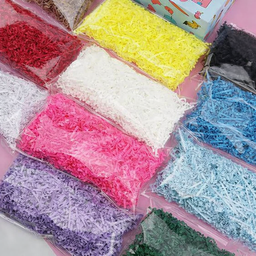 Soft crinkle tissue paper filler for elegant gift box presentation and cushioning