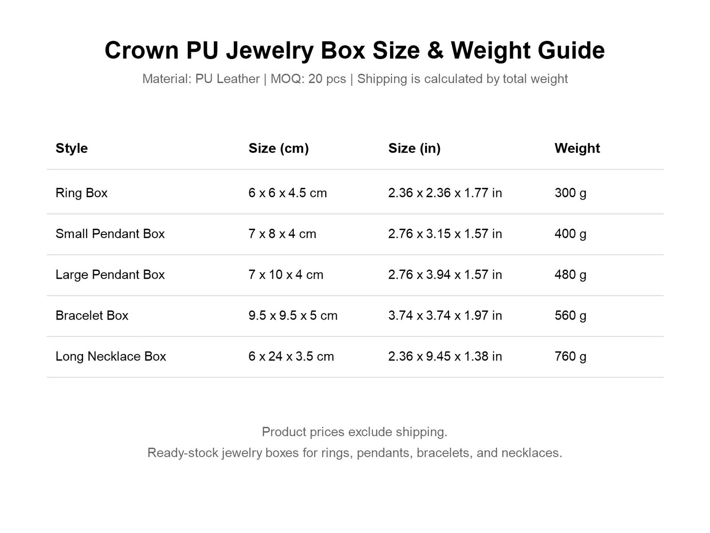 Ready-Stock Crown PU Leather Jewelry Boxes