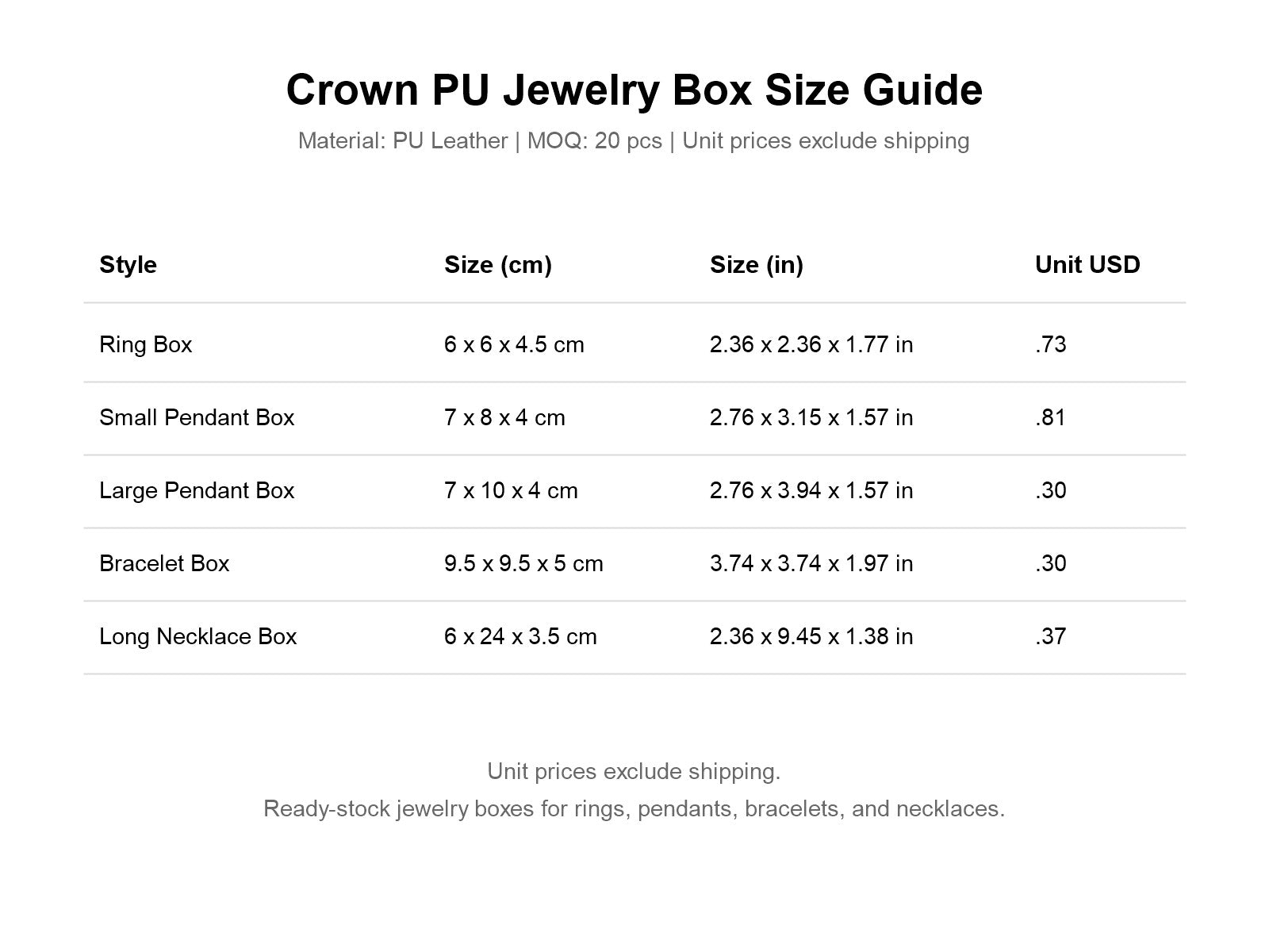 Ready-Stock Crown PU Leather Jewelry Boxes