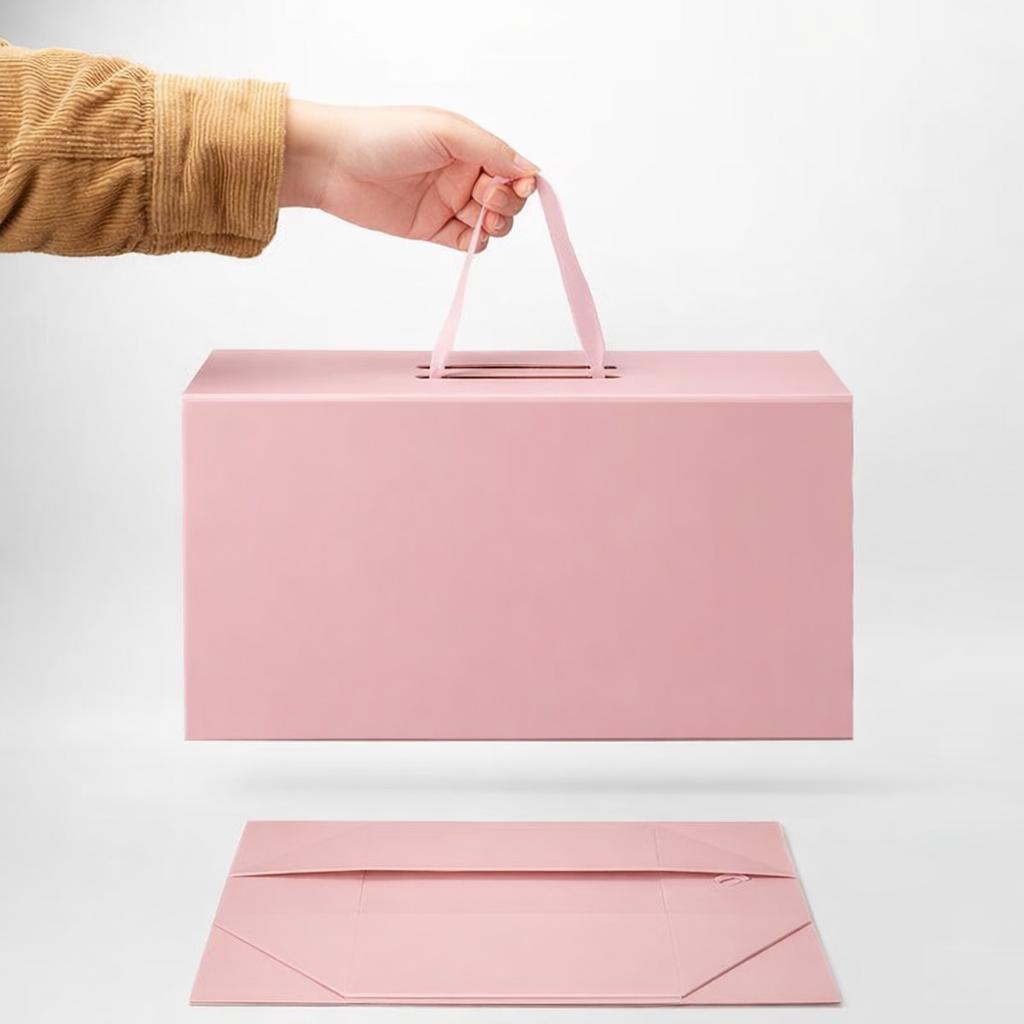 Folding box with clear window display panel, showcase products while maintaining protective packaging