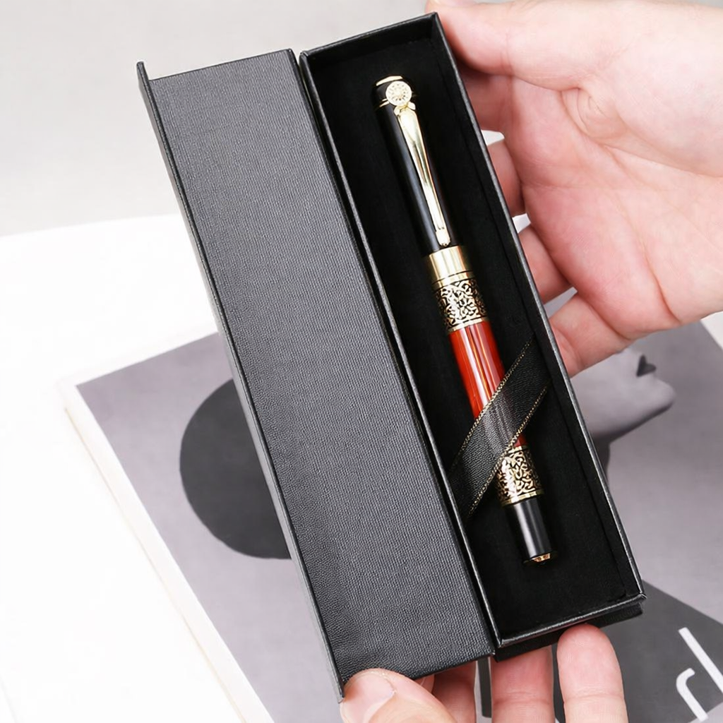 Elegant folding pen case with magnetic closure in premium packaging